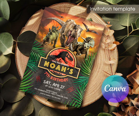 Jurassic Park Dinosaur customizable invitation template | Share or Print | JI231