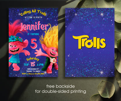 Trolls Poppy customizable invitation template | Share or Print | XM189