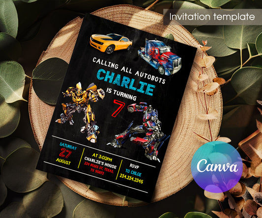 Transformers Rescue Bots customizable invitation template | Share or Print | boy | KJ130