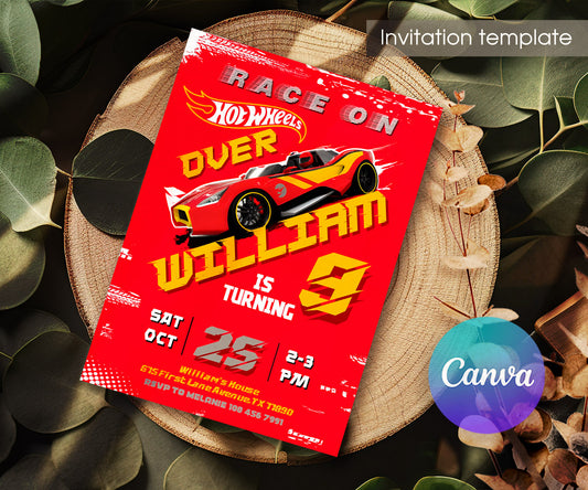 Hot Wheels Racing customizable invitation template | Share or Print | boy | PM250