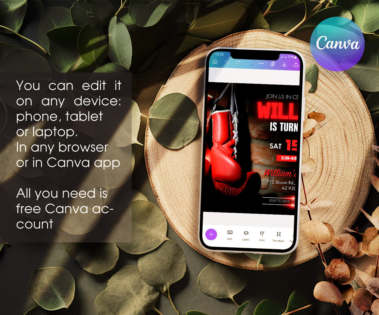 Boxing Fighter customizable invitation template | Share or Print | boy | WD063