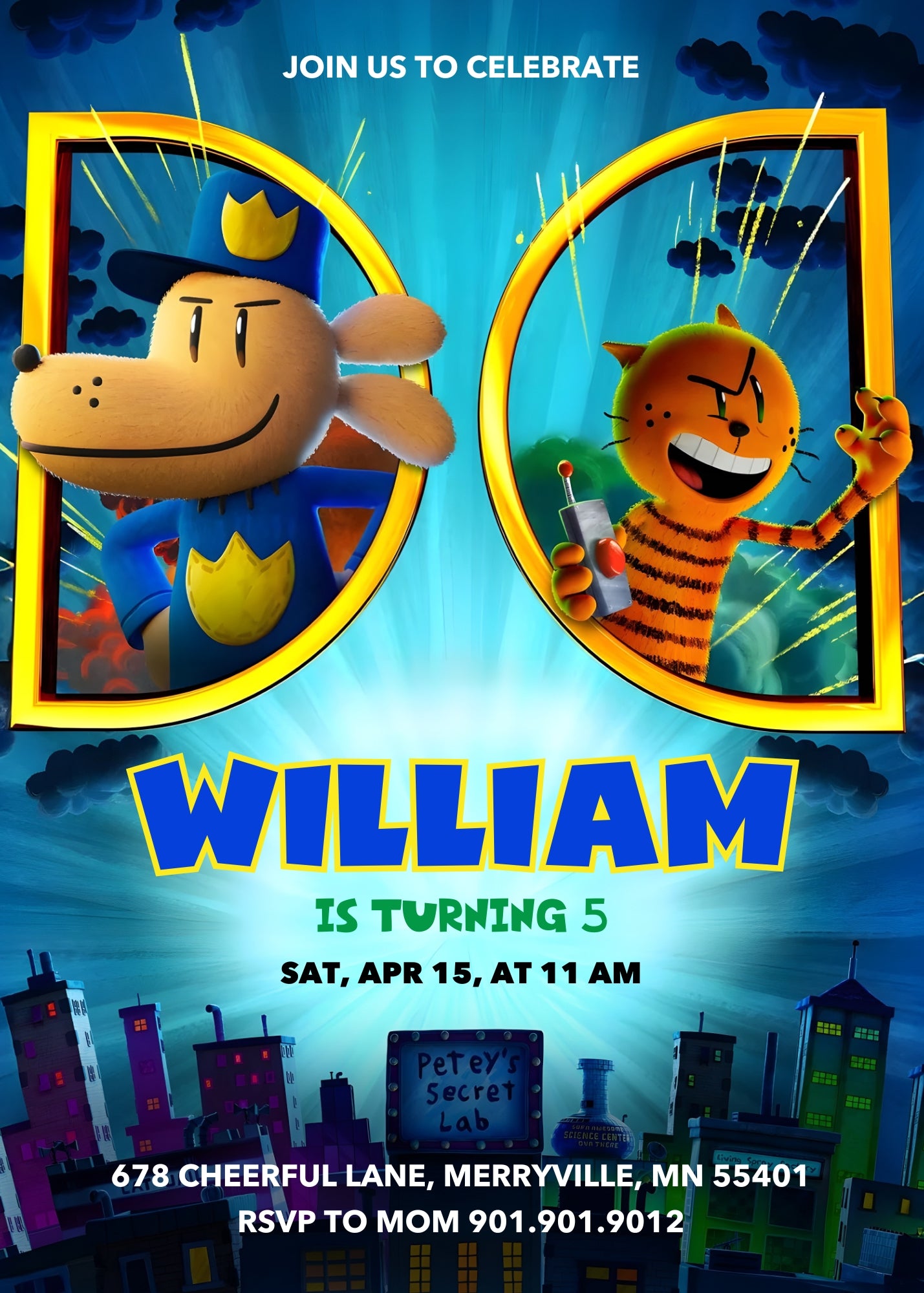 Dog Man Movie customizable invitation template | Share or Print | VT854