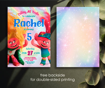 Trolls Poppy customizable invitation template | Share or Print | MW328
