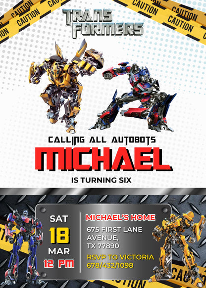 Transformers Rescue Bots customizable invitation template | Share or Print | boy | MQ926