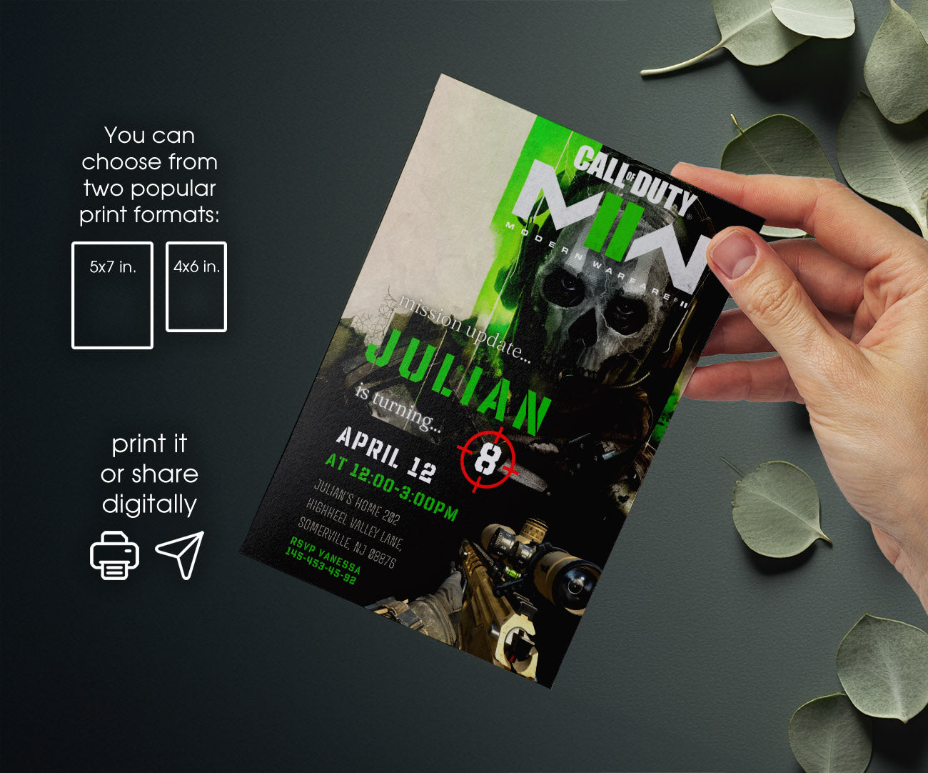 Call of Duty Gamer customizable invitation template | Share or Print | boy | XS479