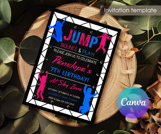 Trampoline Jump Party customizable invitation template | Share or Print | SW469