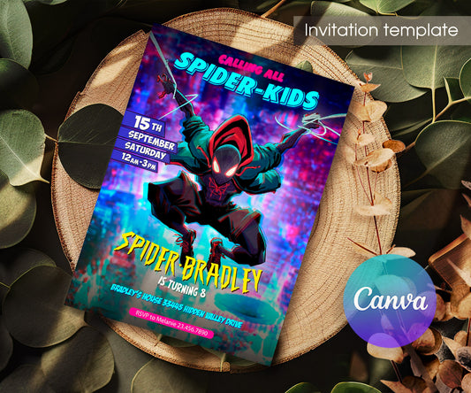Spider Man Across the Spider-Verse customizable invitation template | Share or Print | boy | YN752