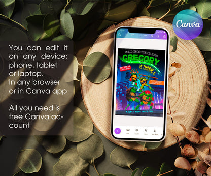 Teenage Mutant Ninja Turtles Mutant Mayhem customizable invitation template | Share or Print | boy | XV996
