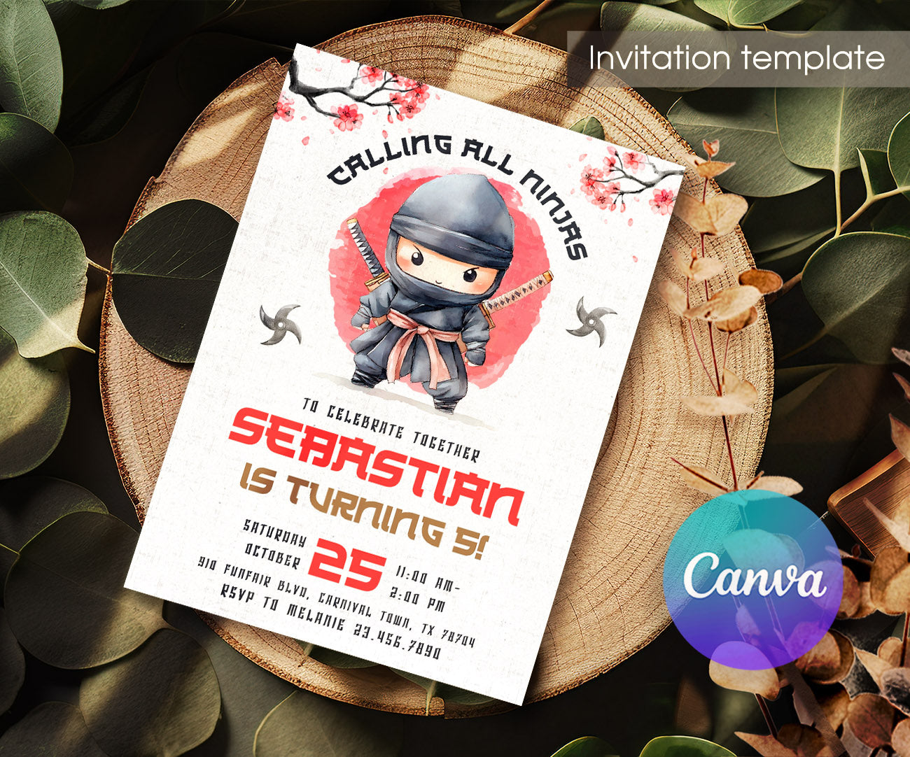 Ninja Kidz TV customizable invitation template | Share or Print | SL840