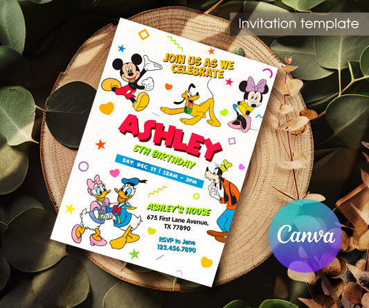 Clubhouse Mickey Mouse customizable invitation template | Share or Print | FP487