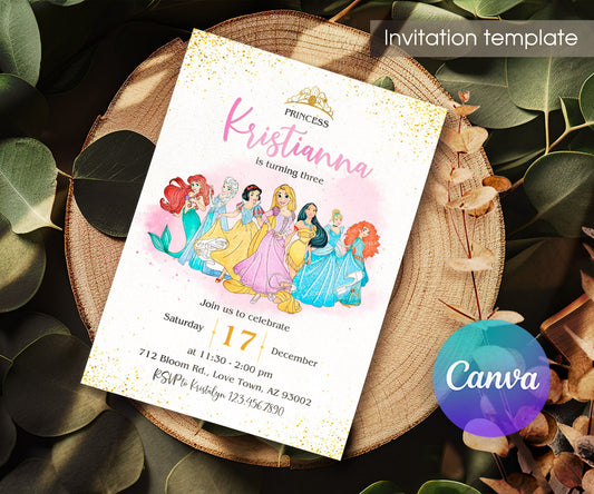 Disney Princess customizable invitation template | Share or Print | girl | HB906