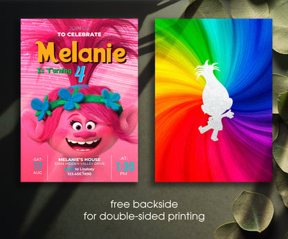 Trolls Poppy customizable invitation template | Share or Print | WW694