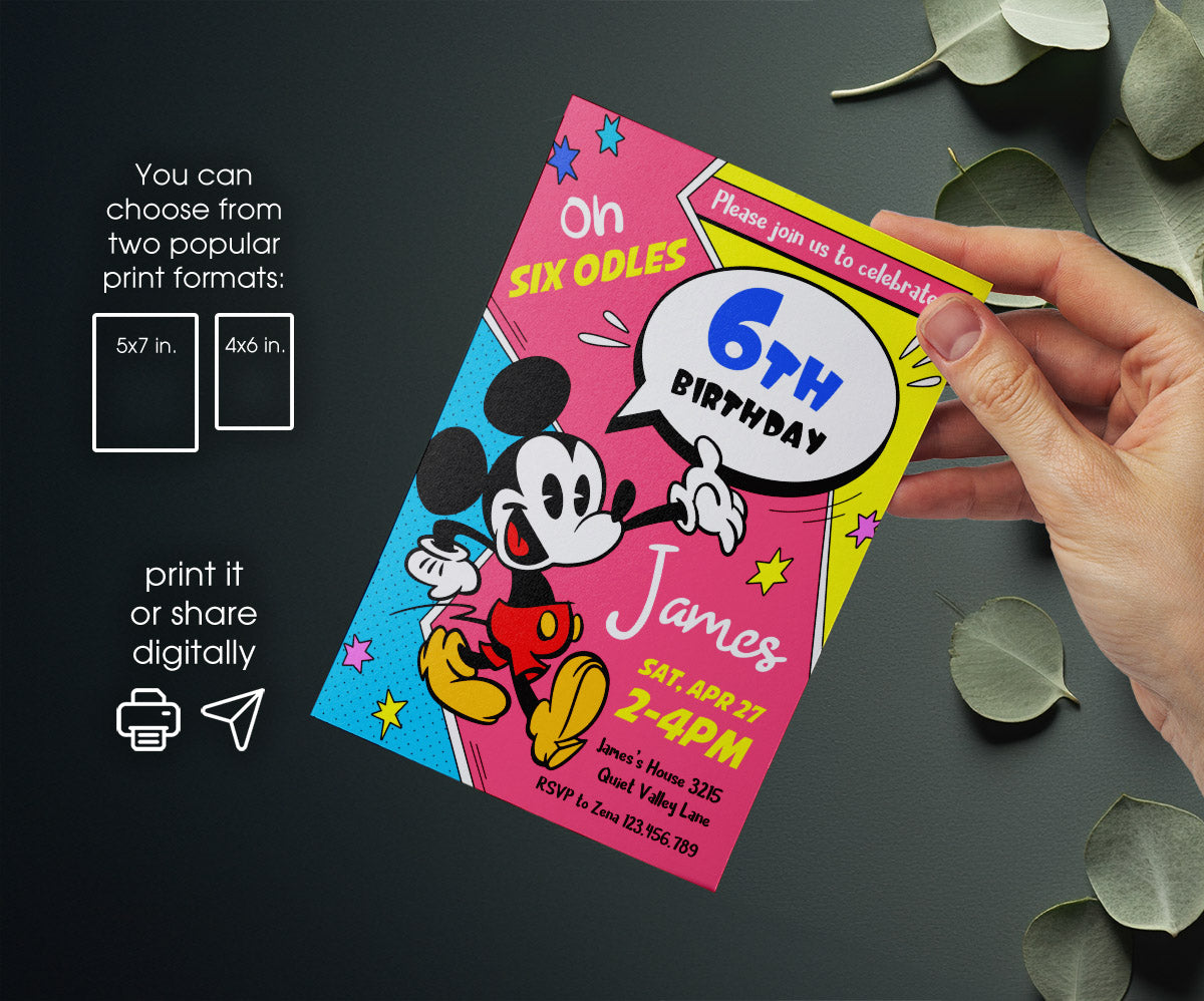 Mickey Mouse and Friends customizable invitation template | Share or Print | SC866