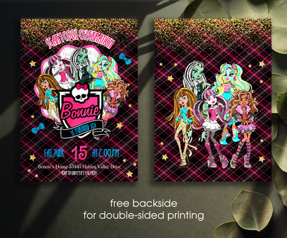 Monster High customizable invitation template | Share or Print | girl | ED834