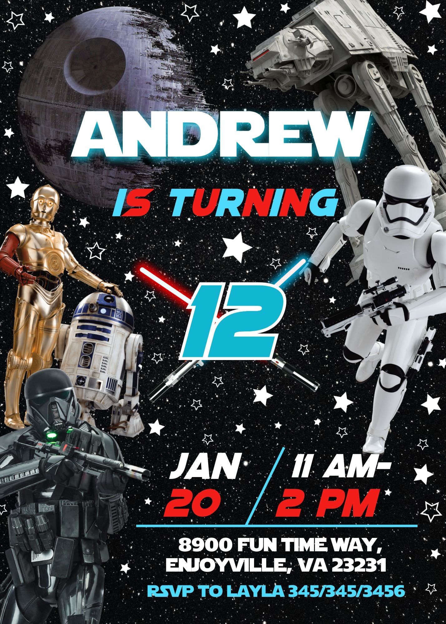 Star Wars Darth Vader customizable invitation template | Share or Print | boy | UX916