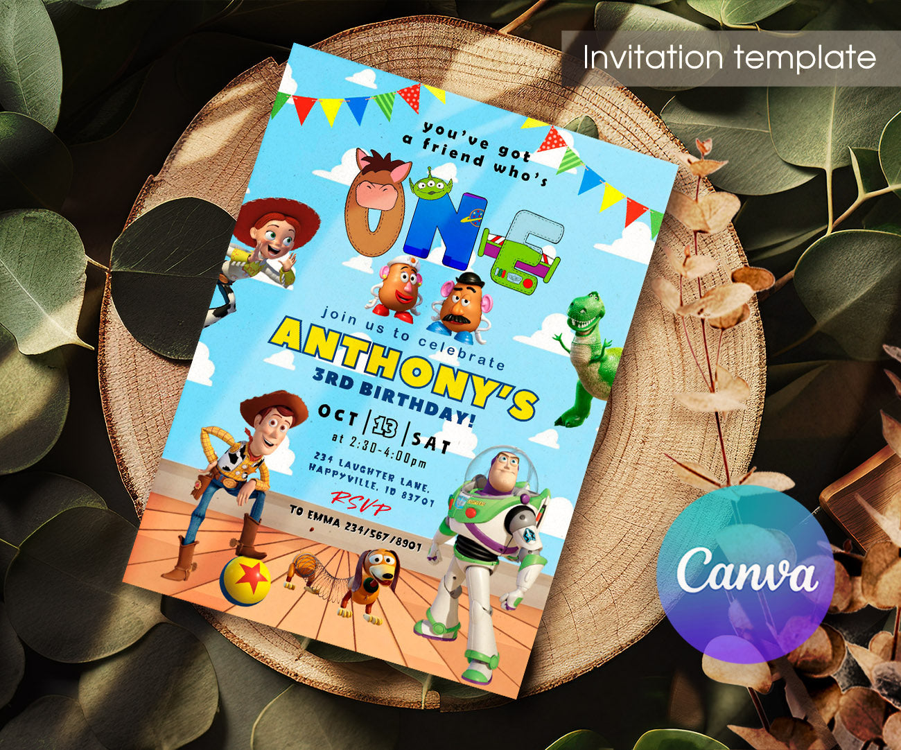 Toy Story Woody customizable invitation template | Share or Print | YP206