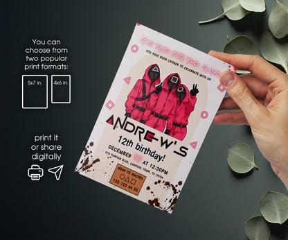 Squid Game customizable invitation template | Share or Print | HA239