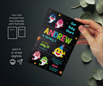 Baby Shark customizable invitation template | Share or Print | UA284