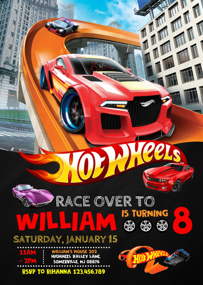 Hot Wheels Racing customizable invitation template | Share or Print | boy | NI206