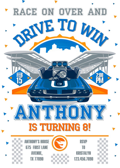 Hot Wheels Racing customizable invitation template | Share or Print | boy | AB743