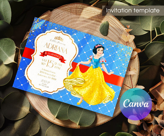 Snow White Princess customizable invitation template | Share or Print | girl | TP708