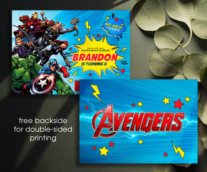 Avengers Marvel Superhero customizable invitation template | Share or Print | boy | QM326