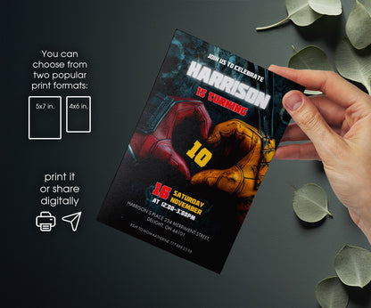 Deadpool Wolverine Marvel customizable invitation template | Share or Print | boy | ZC591