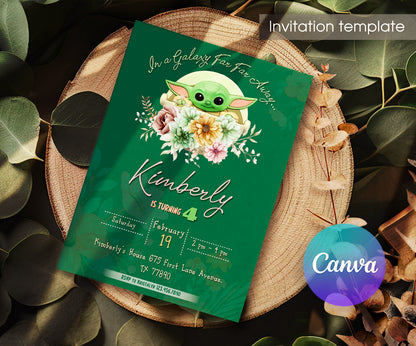Baby Yoda Grogu Star Wars Mandalorian customizable invitation template | Share or Print | boy | WM567