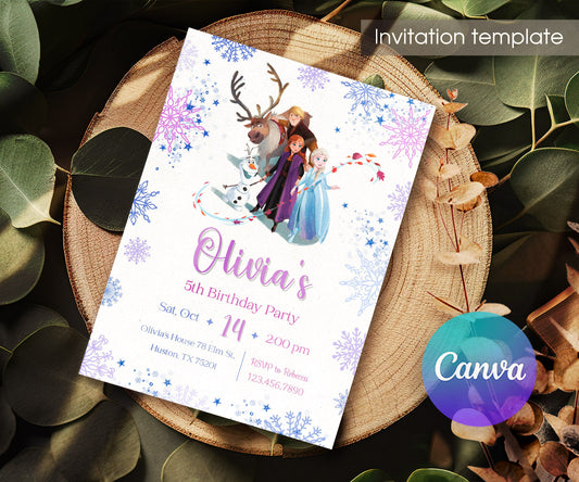 Frozen Elsa customizable invitation template | Share or Print | girl | NH009