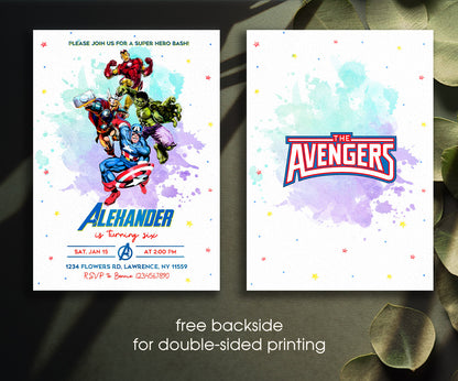 Avengers Marvel Superhero customizable invitation template | Share or Print | boy | KR766