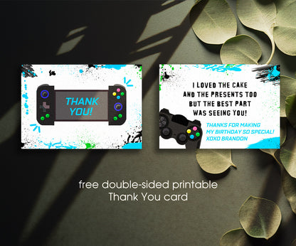 Gamer Party customizable invitation template | Share or Print | boy | JF611