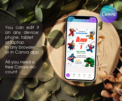 Avengers Marvel Superhero customizable invitation template | Share or Print | boy | PS759