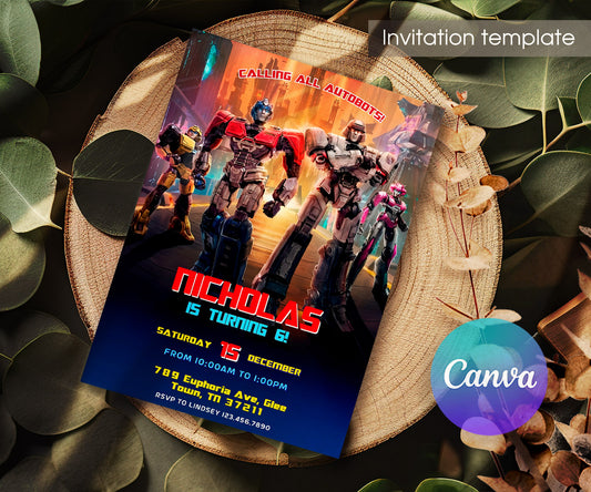 Transformers One Rescue Bots customizable invitation template | Share or Print | boy | GL781