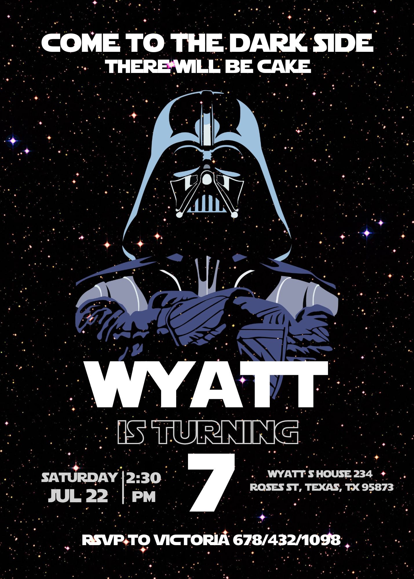 Star Wars Darth Vader customizable invitation template | Share or Print | boy | ES506