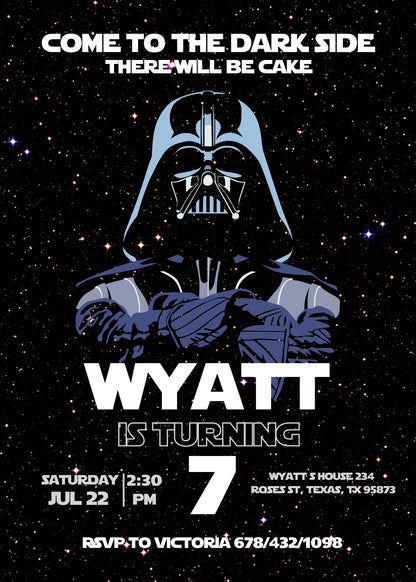 Star Wars Darth Vader customizable invitation template | Share or Print | boy | ES506