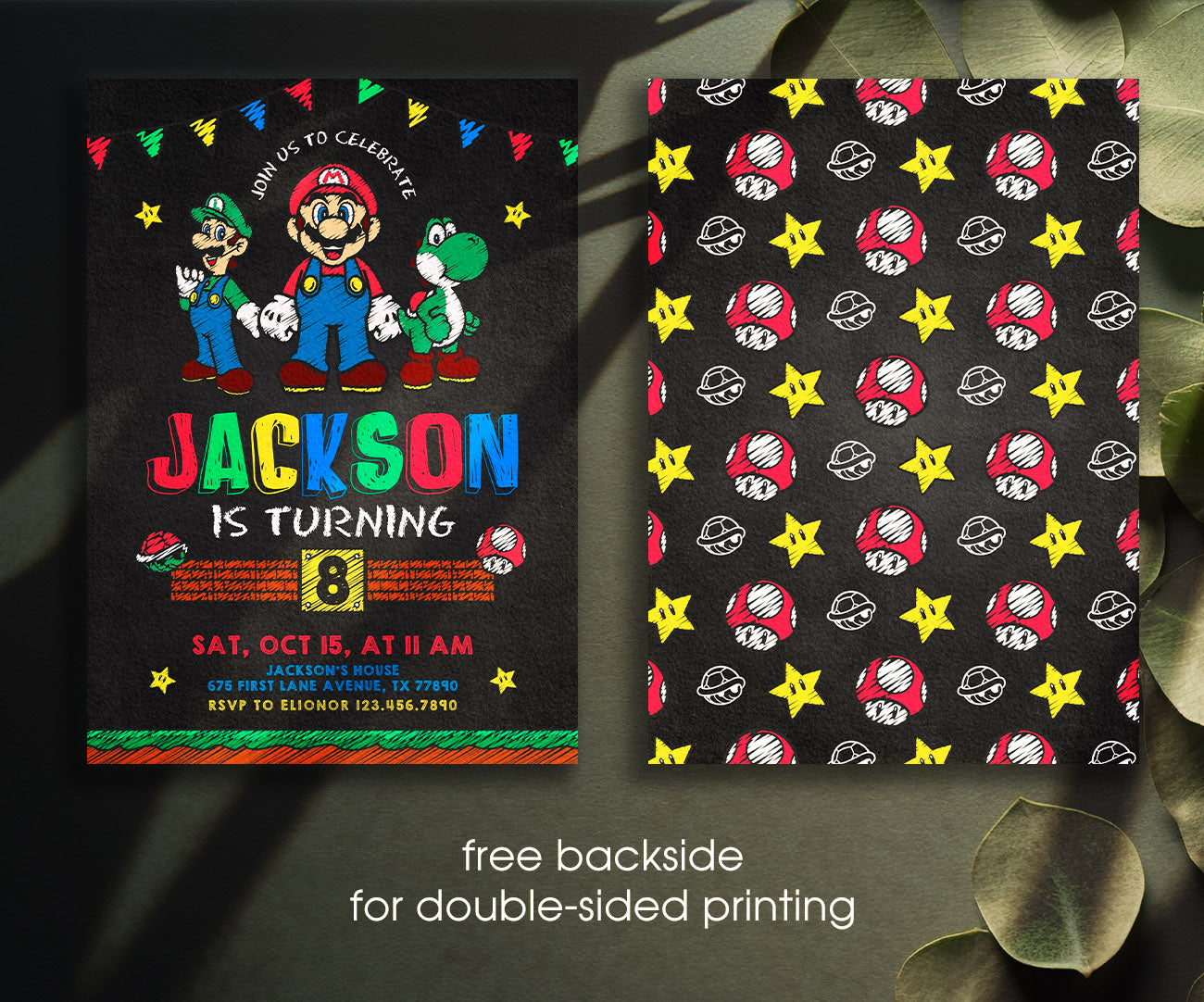 Super Mario Bros customizable invitation template | Share or Print | RY878