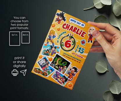 Dragon Ball Z Anime customizable invitation template | Share or Print | boy | PD552