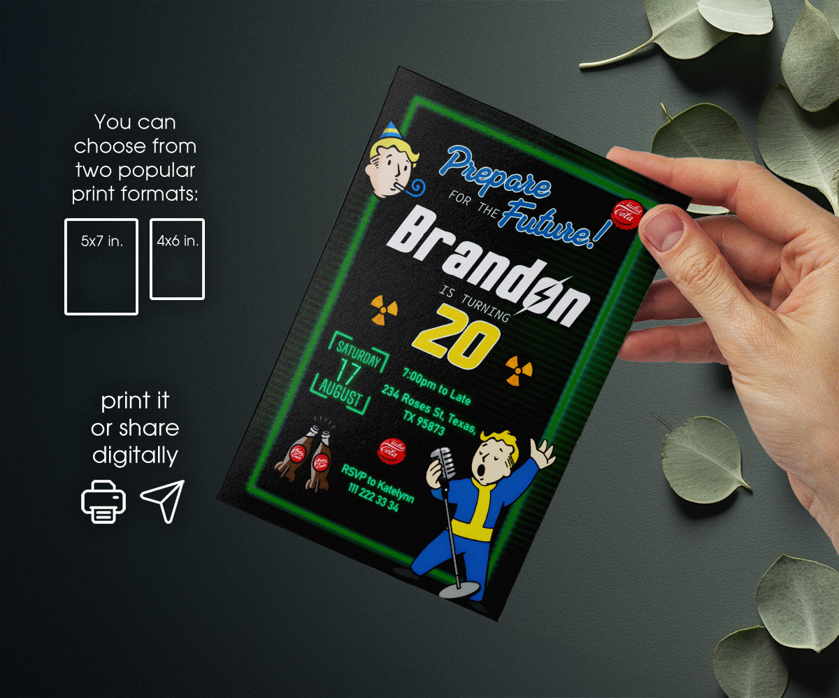 Fallout Pipboy customizable invitation template | Share or Print | US526