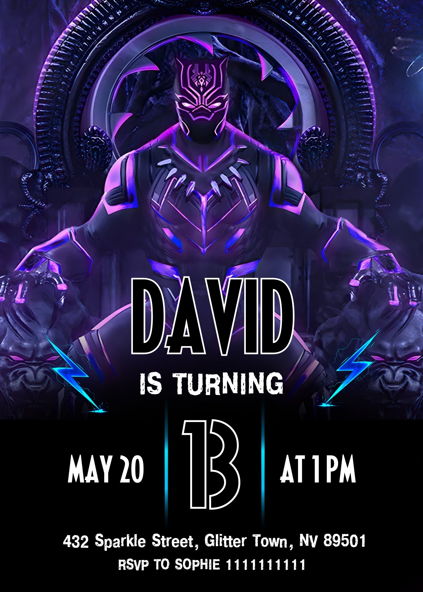 Black Panther Superhero Marvel customizable invitation template | Share or Print | boy | WL017