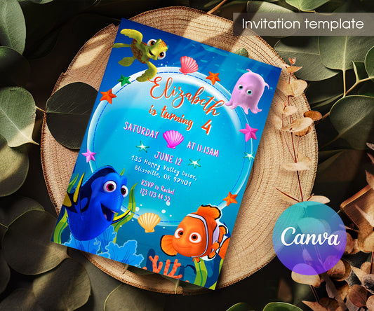 Finding Nemo customizable invitation template | Share or Print | ZN182
