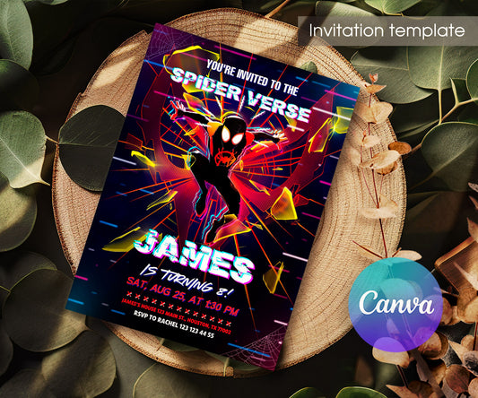 Spider Man Across the Spider-Verse customizable invitation template | Share or Print | boy | VU967
