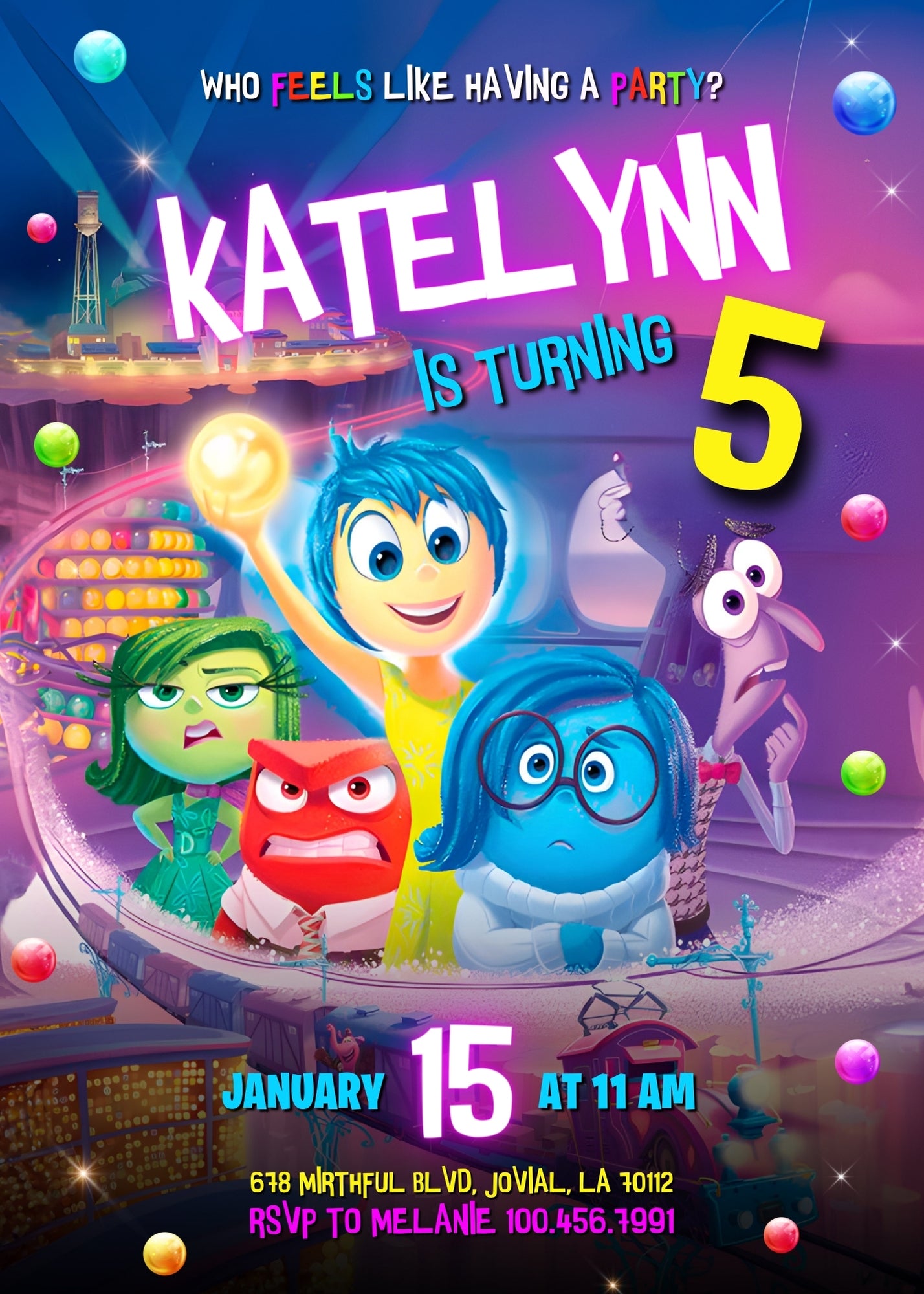Inside Out 2 customizable invitation template | Share or Print | IN254