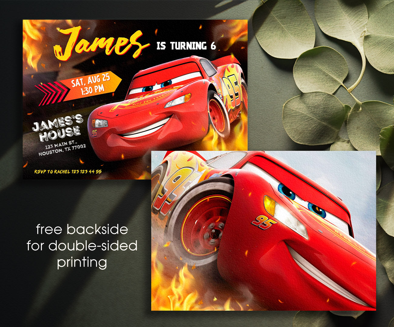 Cars Lightning McQueen customizable invitation template | Share or Print | boy | KK922