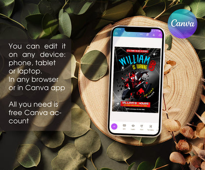 Spider Man Across the Spider-Verse customizable invitation template | Share or Print | boy | VI527
