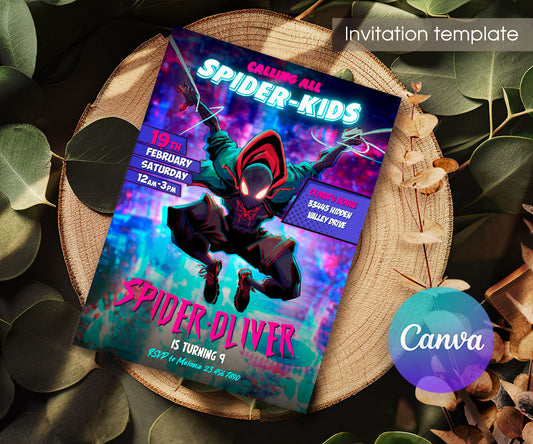 Spider Man Across the Spider-Verse customizable invitation template | Share or Print | boy | VI153