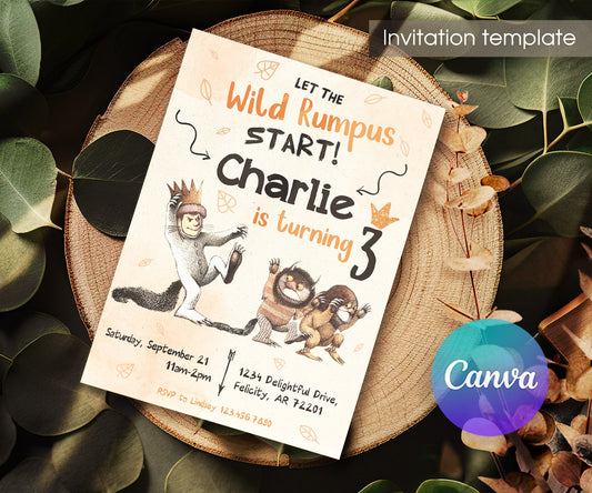 Where The Wild Things Are Maurice Sendak customizable invitation template | Share or Print | UN845