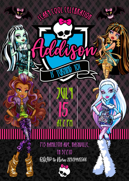 Monster High customizable invitation template | Share or Print | girl | CB585