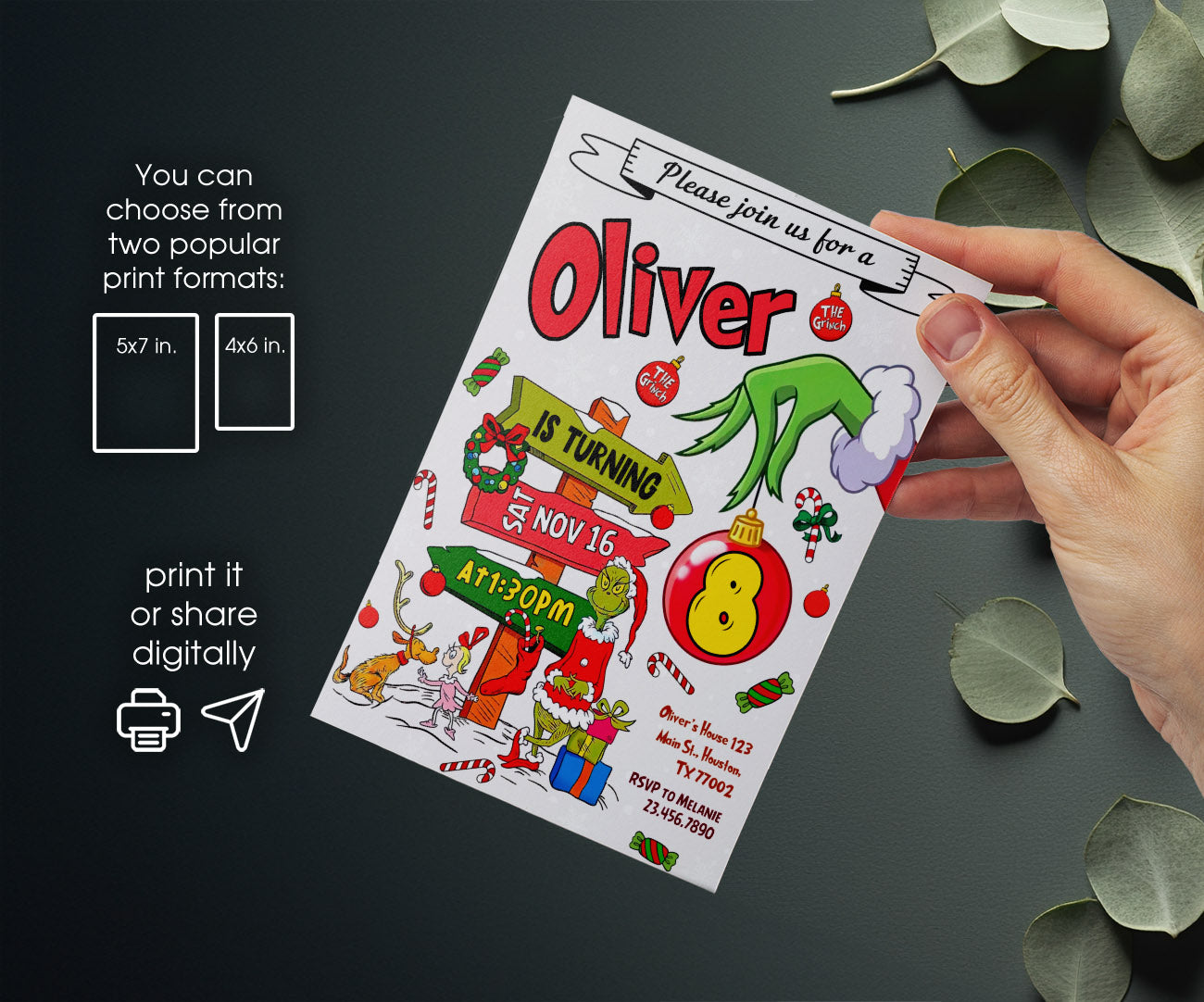 The Grinch  Merry Grinchmas customizable invitation template | Share or Print | PY106