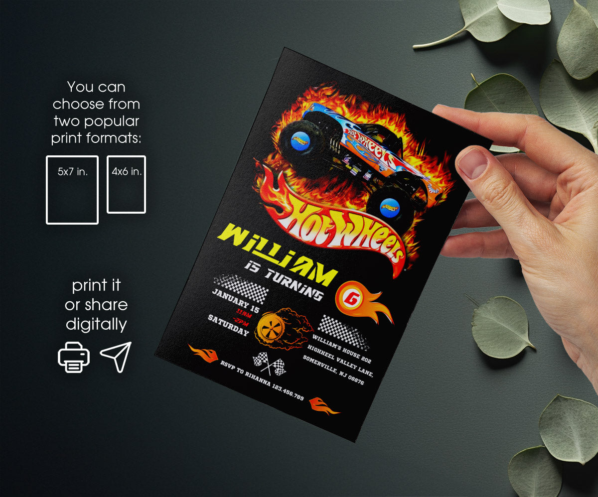 Hot Wheels Racing customizable invitation template | Share or Print | boy | ZV262