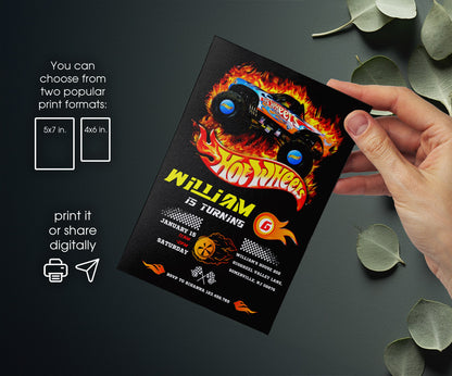 Hot Wheels Racing customizable invitation template | Share or Print | boy | ZV262